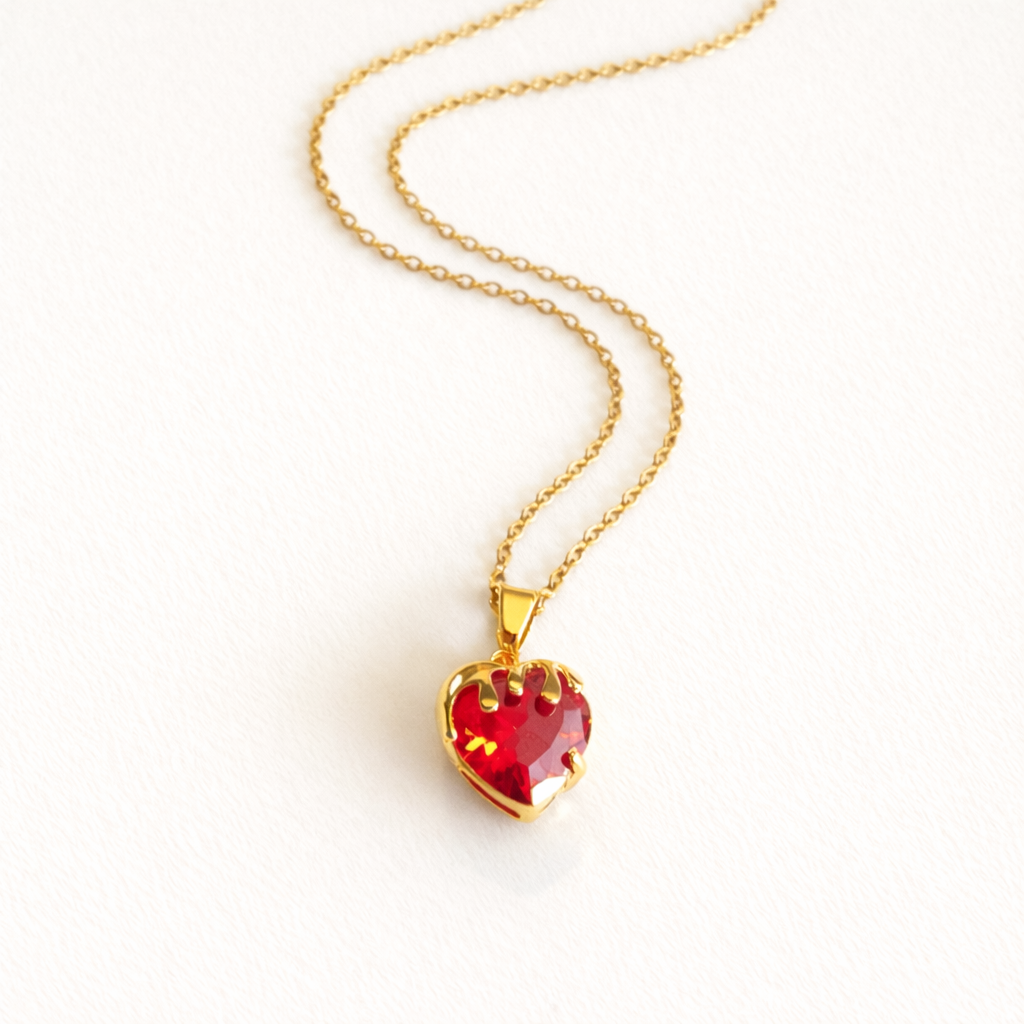 COLLAR CORAZÓN DERRETIDO ROJO