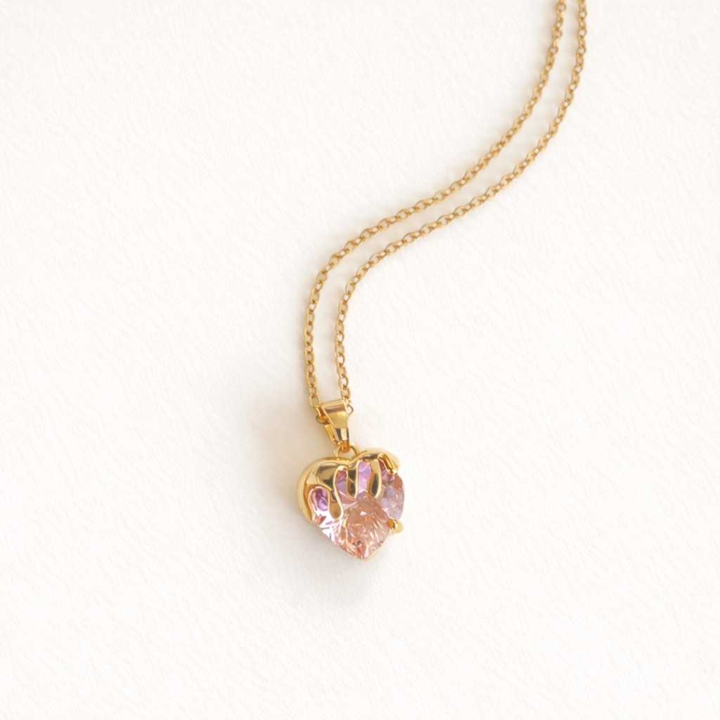 COLLAR CORAZÓN DERRETIDO ROSA