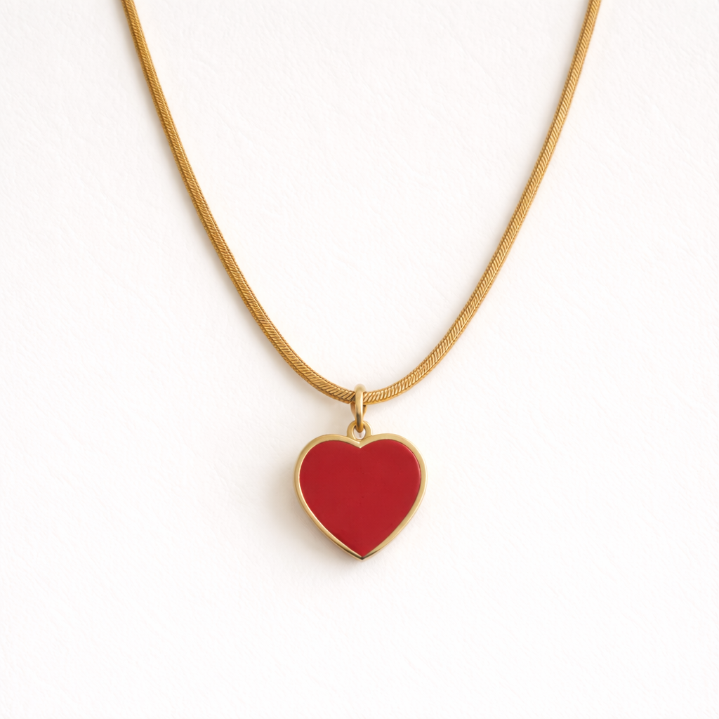 COLLAR CORAZÓN ROSA CEREZA