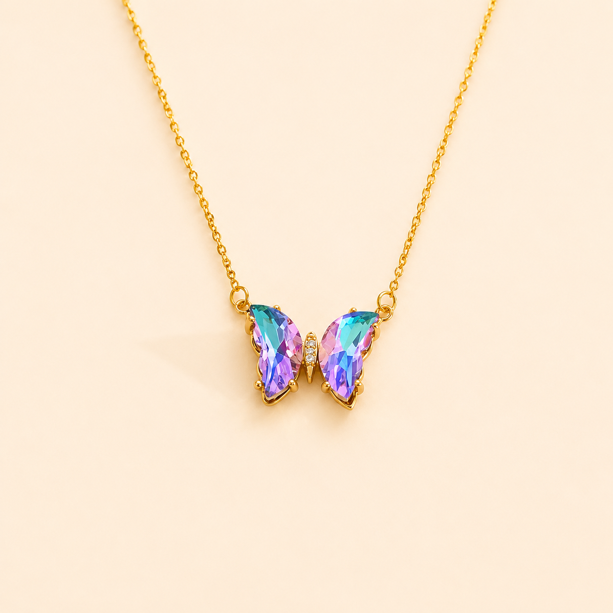 COLLAR MARIPOSA CRISTAL LILA