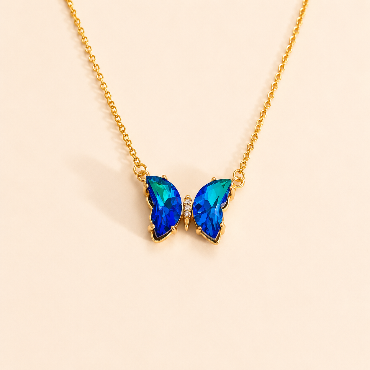 COLLAR MARIPOSA CRISTAL AZUL
